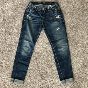 Distressed SILVER Jeans girlfriend/boyfriend jean